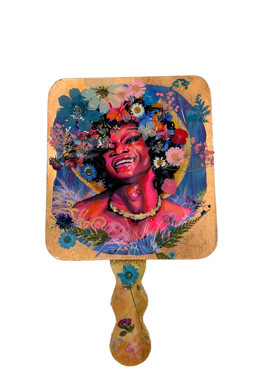 "Marsha P. Johnson" Wooden Fan Sculpture